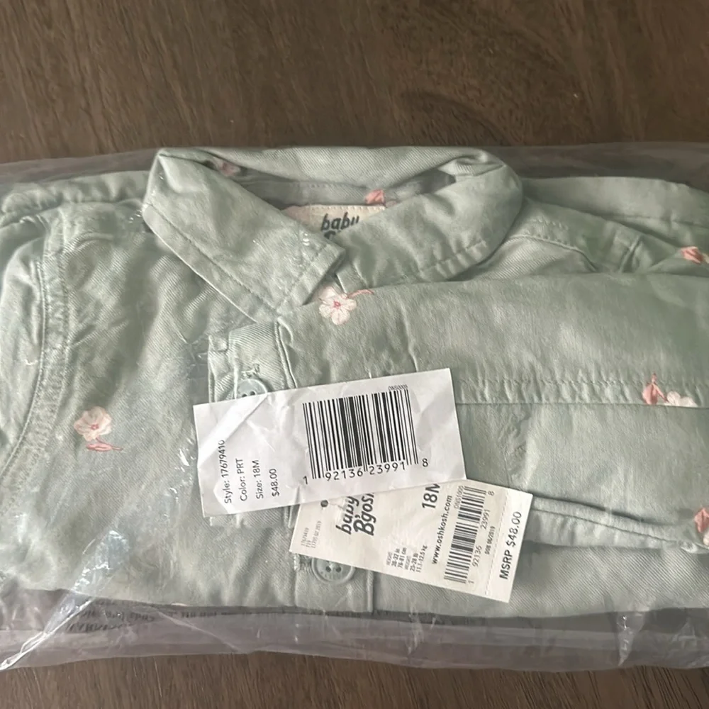 NWT Baby Girl OshKosh B'gosh® Floral Twill Jacket 18 MONTHS, Olive